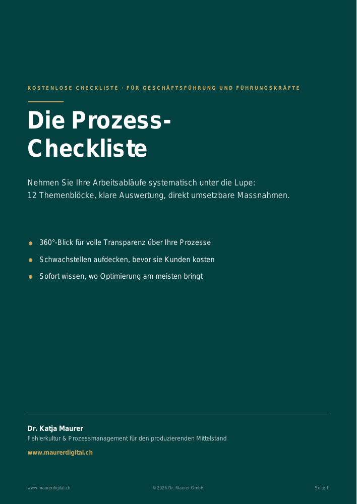 Prozess-Checkliste der Dr. Maurer GmbH, Titelseite